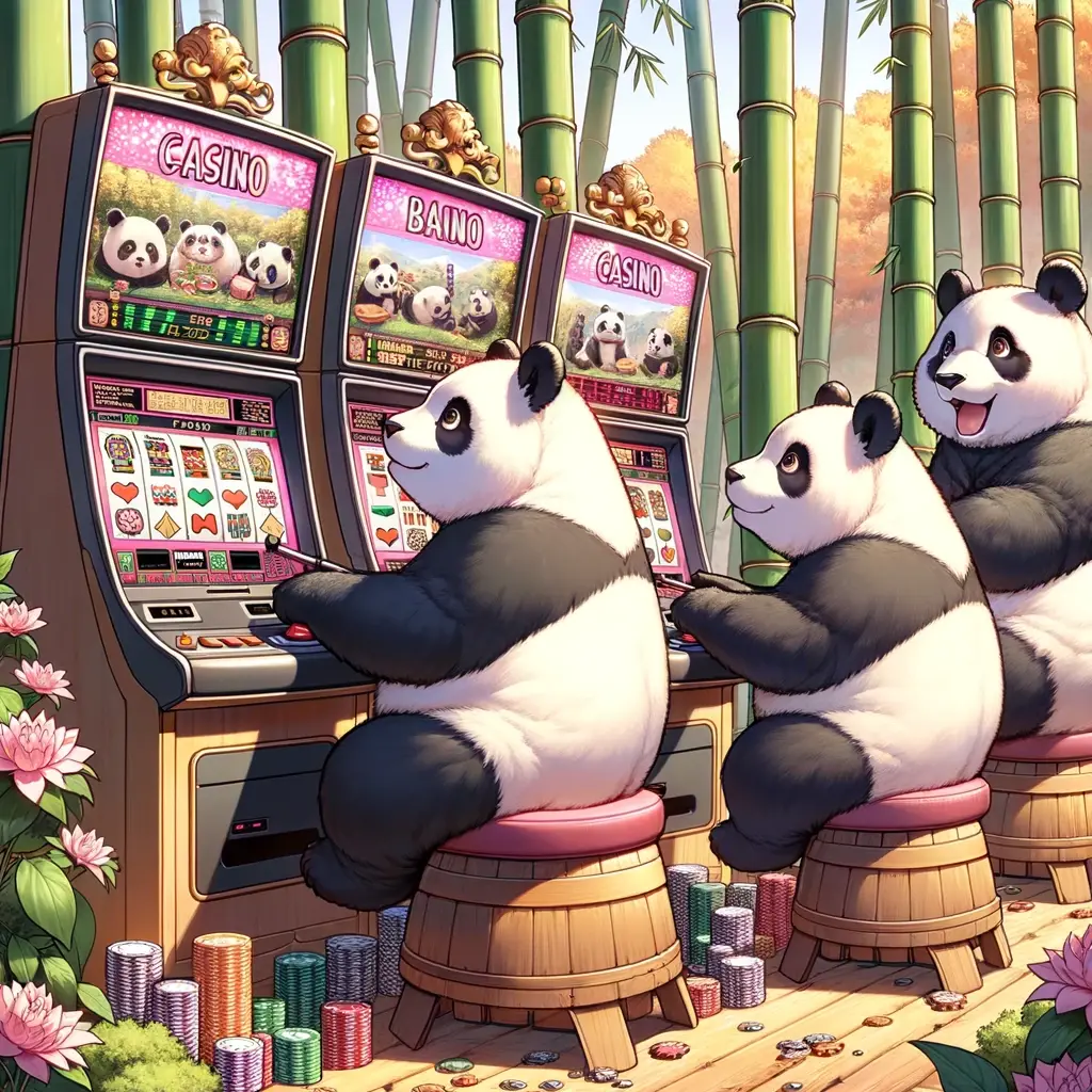 Панды увлечены игрой в новый игровой автомат Big Bamboo